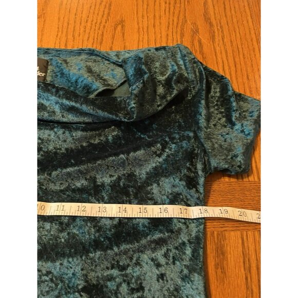 Emerald Green Velvet Dress Midi Cowl Neck Cap Sleeve Witchy Whimsygoth Sz 12 Vtg - Picture 6 of 8